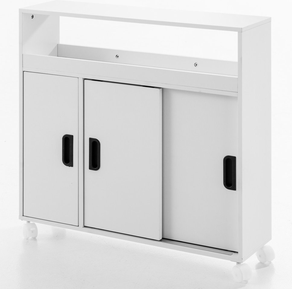 Rollschrank mit Schubladen und Ablage, ca. 70 x 20 x 71 cm - Weiß