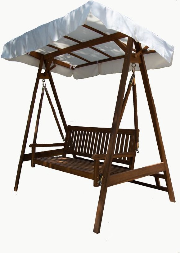 3 Personen Gartenschaukel aus Akazienholz mit FSC, ca. 120 x 207 x 190 cm