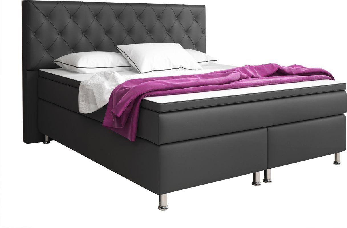 Boxspringbett Turin 180x200 cm Kunstleder Anthrazit
