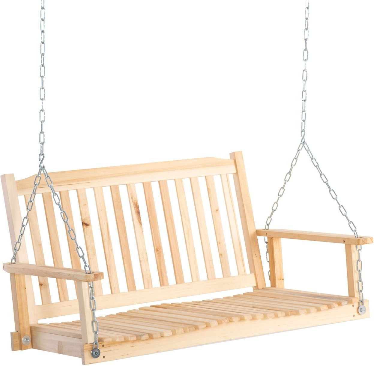 Gartenschaukel für 2 Personen Hängebank Massivholz Patio Terrasse Hinterhof Natur 117 x 69 x 60 cm