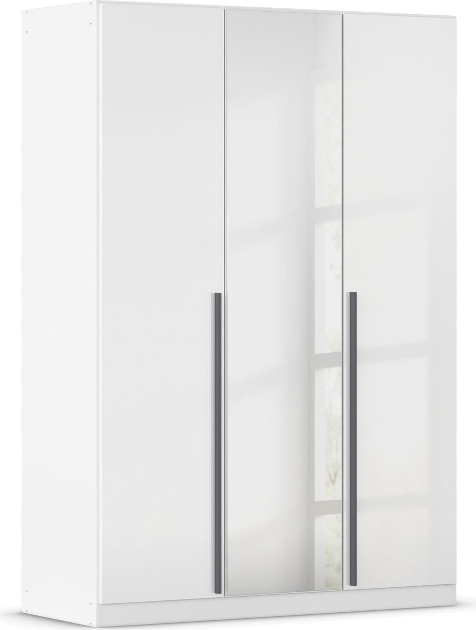 rauch Alba Kleiderschrank 3-türig, mit Spiegel, Farbe Hochglanz Weiß/Weiß Breite 136 cm