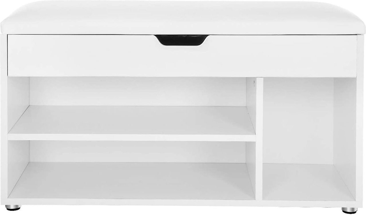 Schuhbank, 3 offene Fächer, Stauraum unter der Sitzfläche