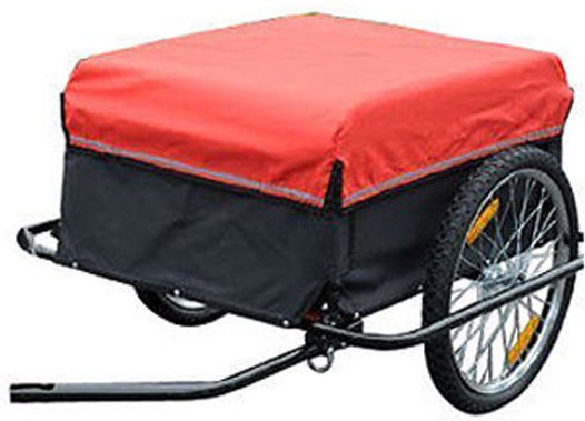 Transportanhänger Lastenanhänger Fahrrad CargoTrailer Schwarz + Rot L140 x B88 x H60 cm