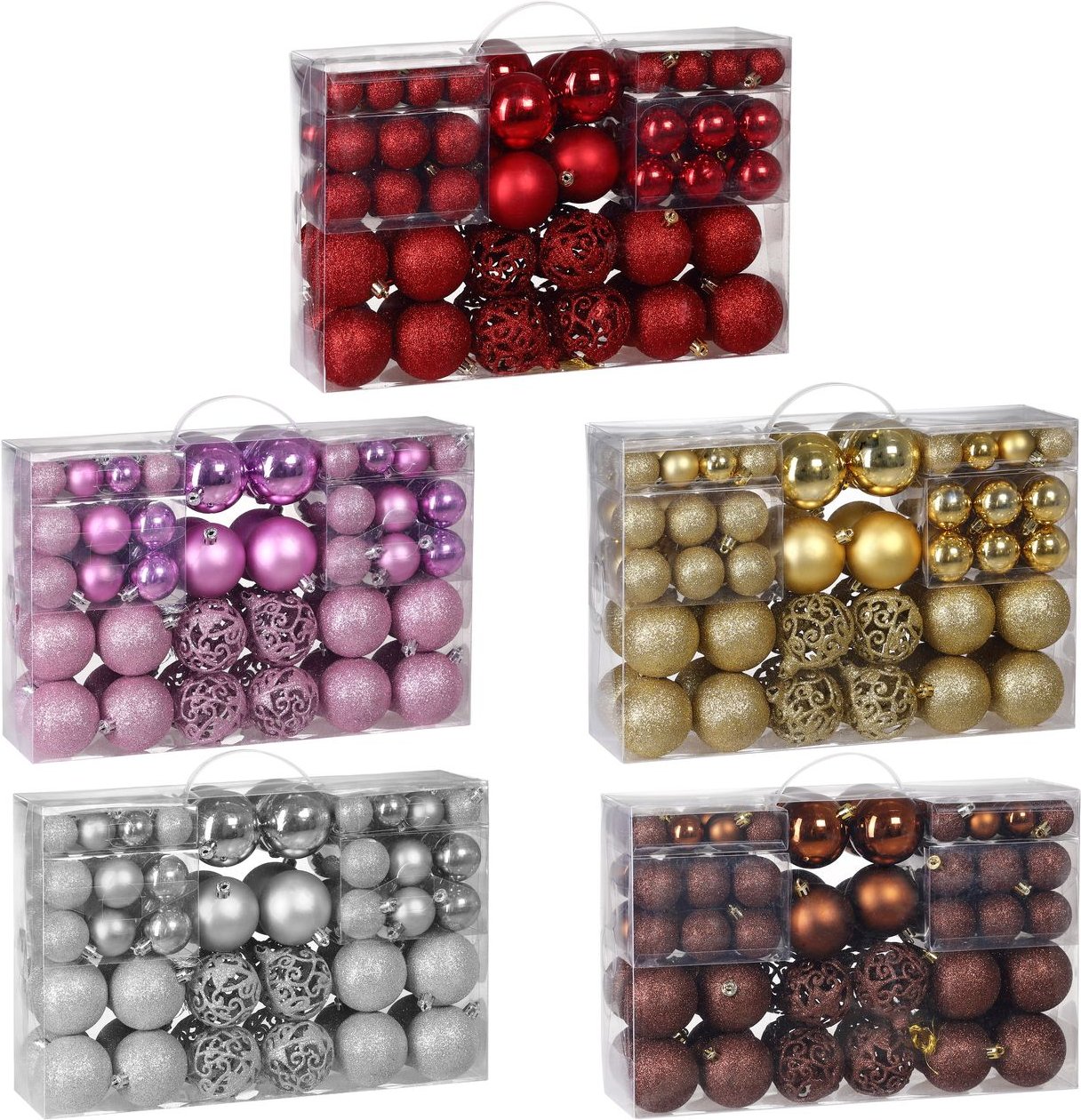 Weihnachtsbaumkugeln 100 tlg 3/4/6cm bronze