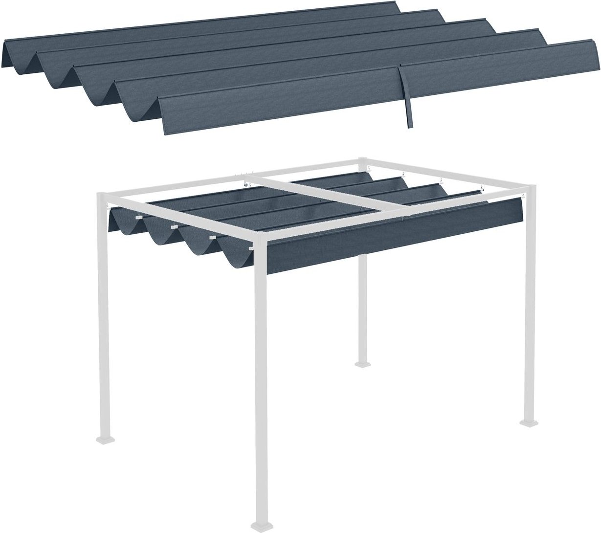 Ersatzdach für 3 x 2,15m Pergola, UV-Schutz, Polyester, Grau