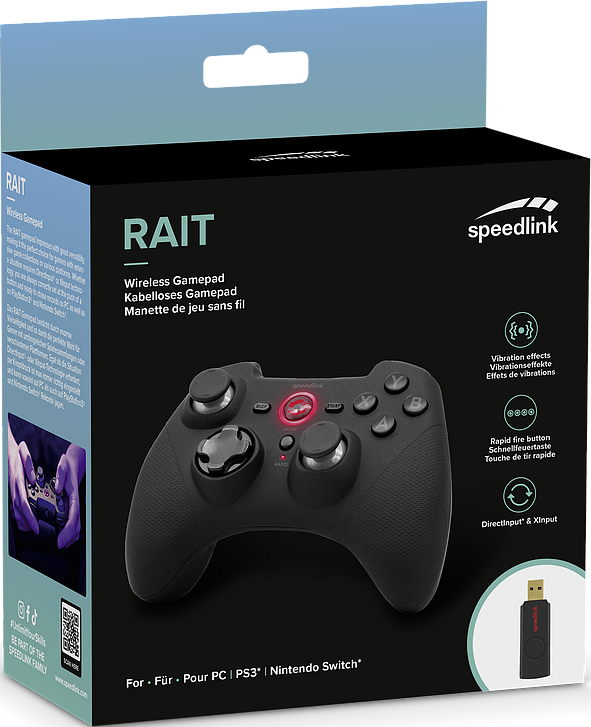 Thumbnail - RAIT Gamepad - Wireless - for PC/PS3/Switch/OLED, rubber-black