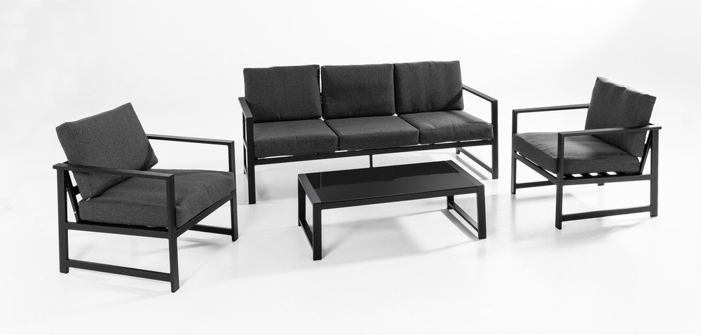 14-tlg. Alu-Lounge Ecklounge SANTIAGO inkl. Polsterauflagen - Anthrazit