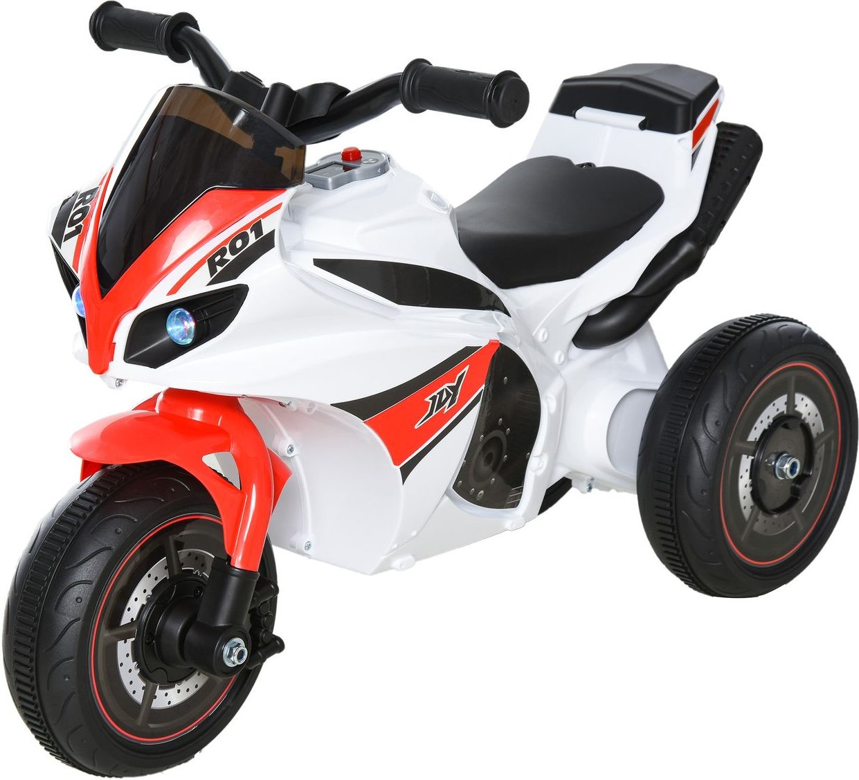 Rutscher Kinder-Motorad Rutscherfahrzeug Kinderfahrzeug für 18-36 Monate mit Musik Weiß 74 x 39 x 48 cm