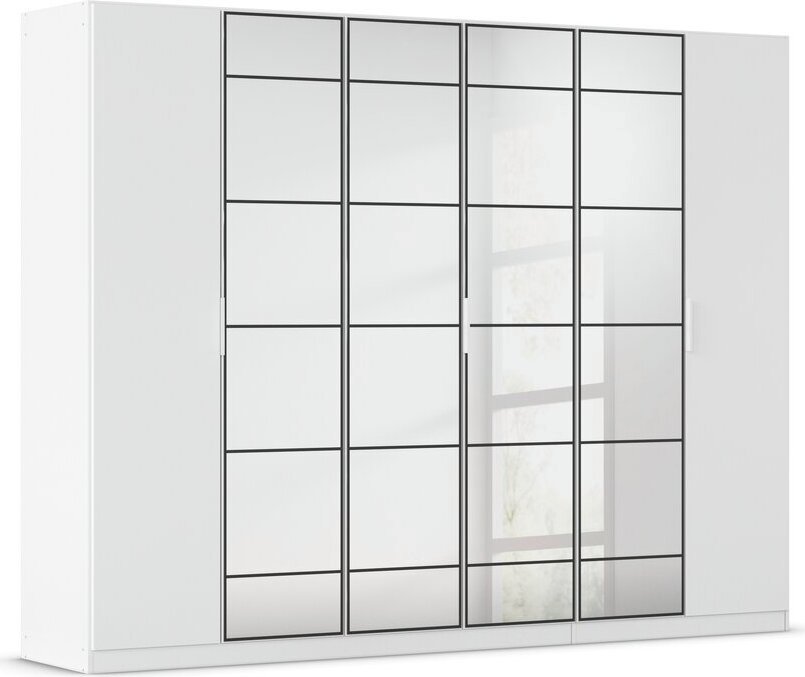 rauch Acero Garderobenschrank 6-türig, mit Grauspiegel, Farbe Weiß Breite 271 cm