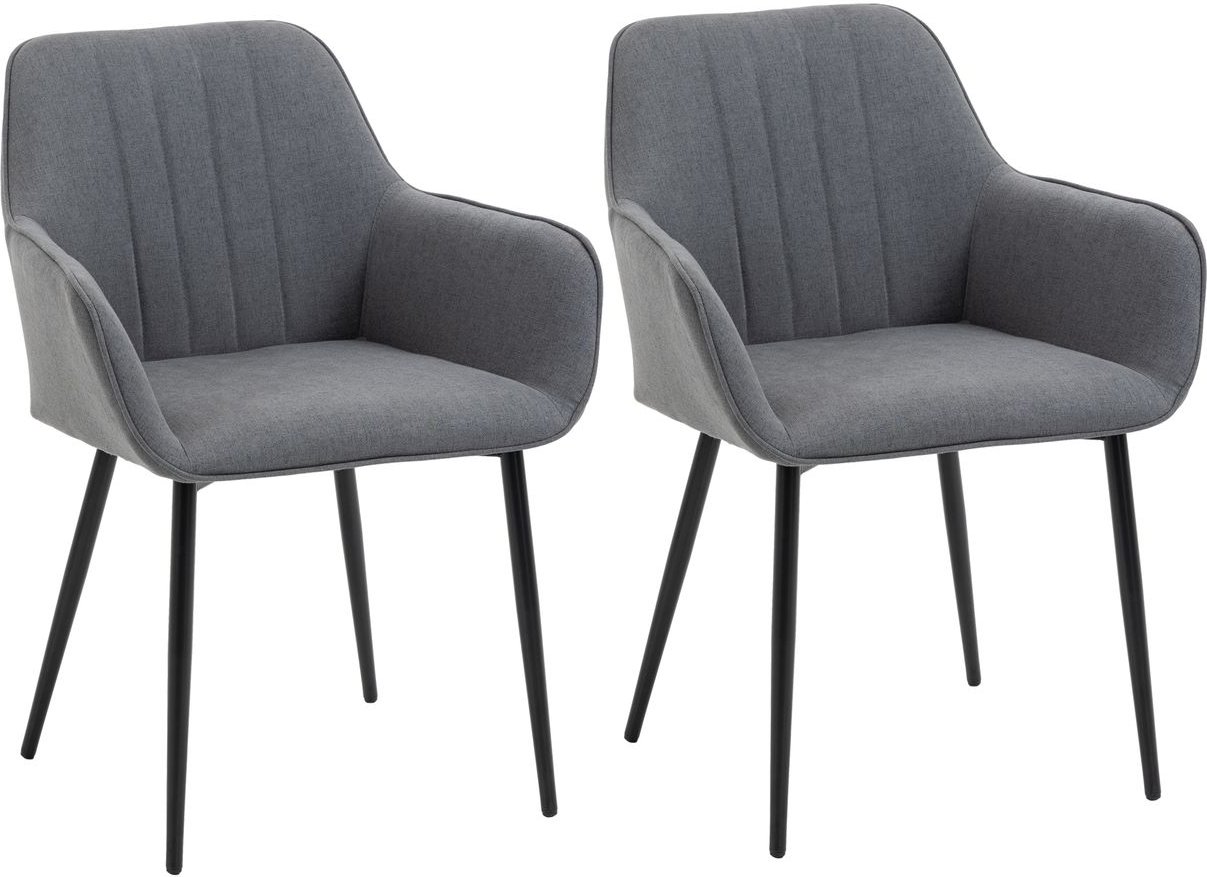 Thumbnail - 2-teiliger Esszimmerstühle Essstühle Dunkelgrau 59,5 x 56,5 x 81 cm