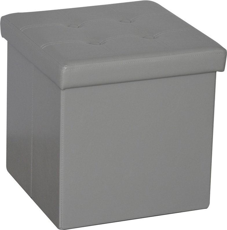 Sitzhocker faltbar & gepolstert, aus Kunstleder, bis 110 kg belastbar, Grau