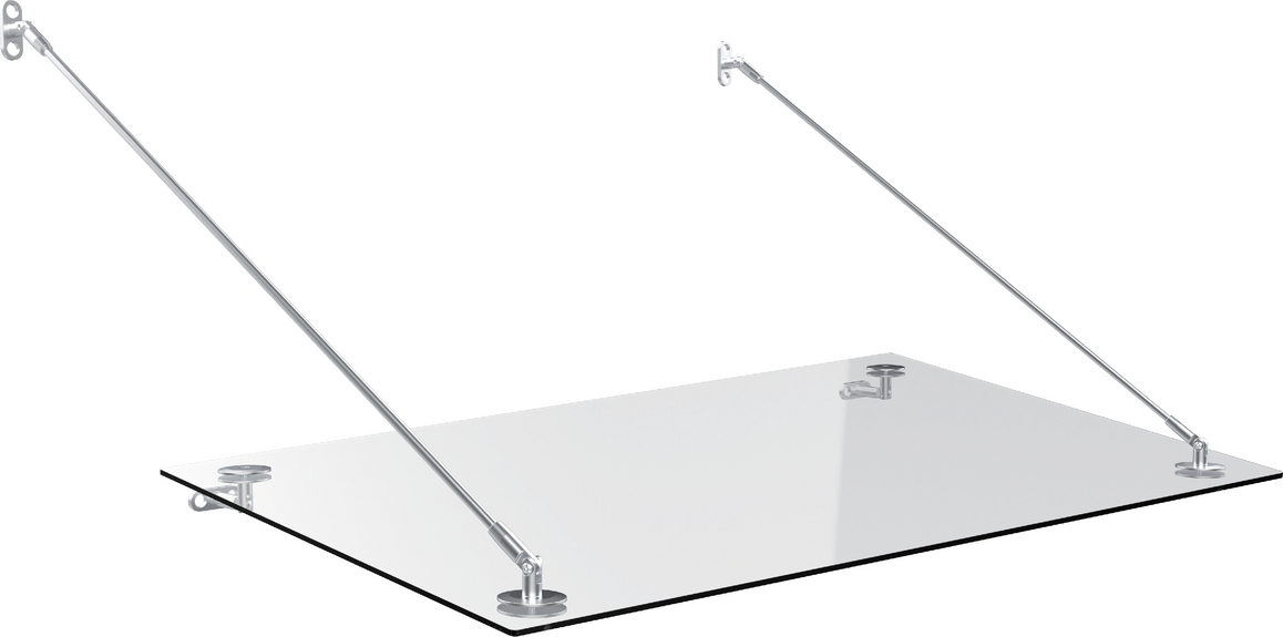 Glas Vordach mit Edelstahl ca. 140x90cm