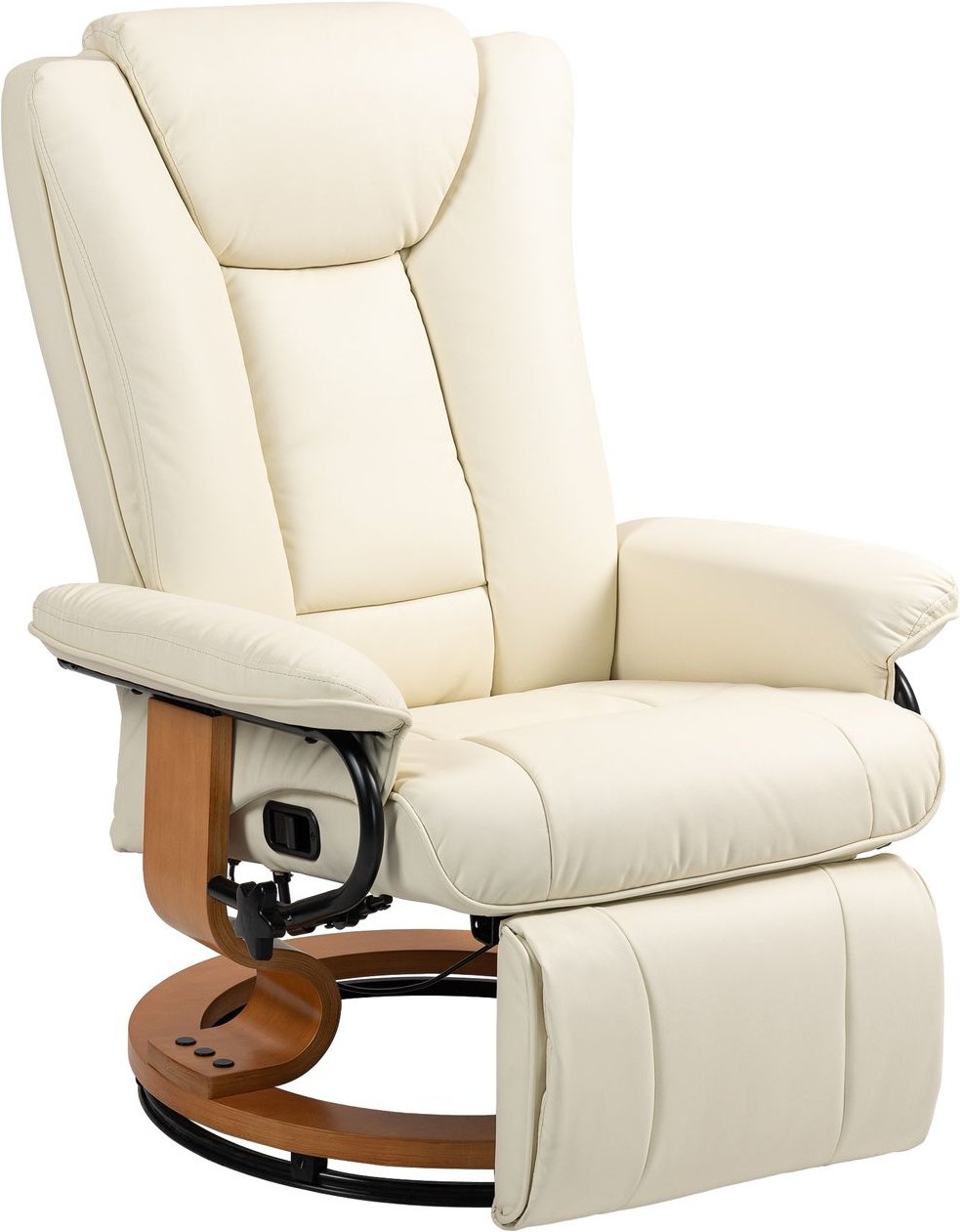 Relaxsessel Drehbar Fernsehsessel mit Liegefunktion, Fußstütze, Cremeweiß