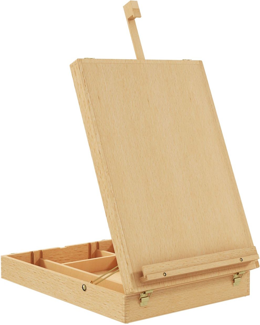 Tischstaffelei Winkelverstellbare Staffelei mit Griff, Stauraum Buchenholz Natur