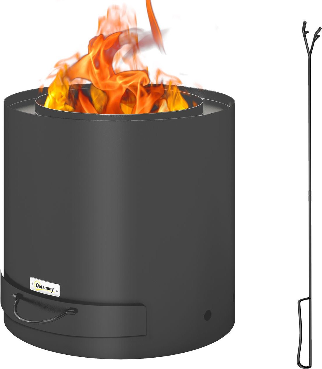 Feuerschale Ø45x42cm aus Stahl Feuerstelle mit Schürhaken Schwarz