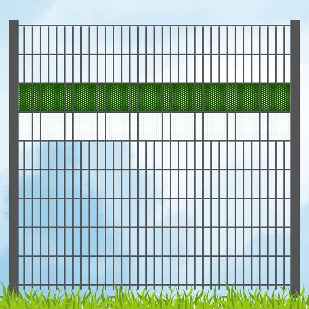 Sichtschutzstreifen Vereinsfarben Grün/Weiß Volle Streifenbreite GELOCHT