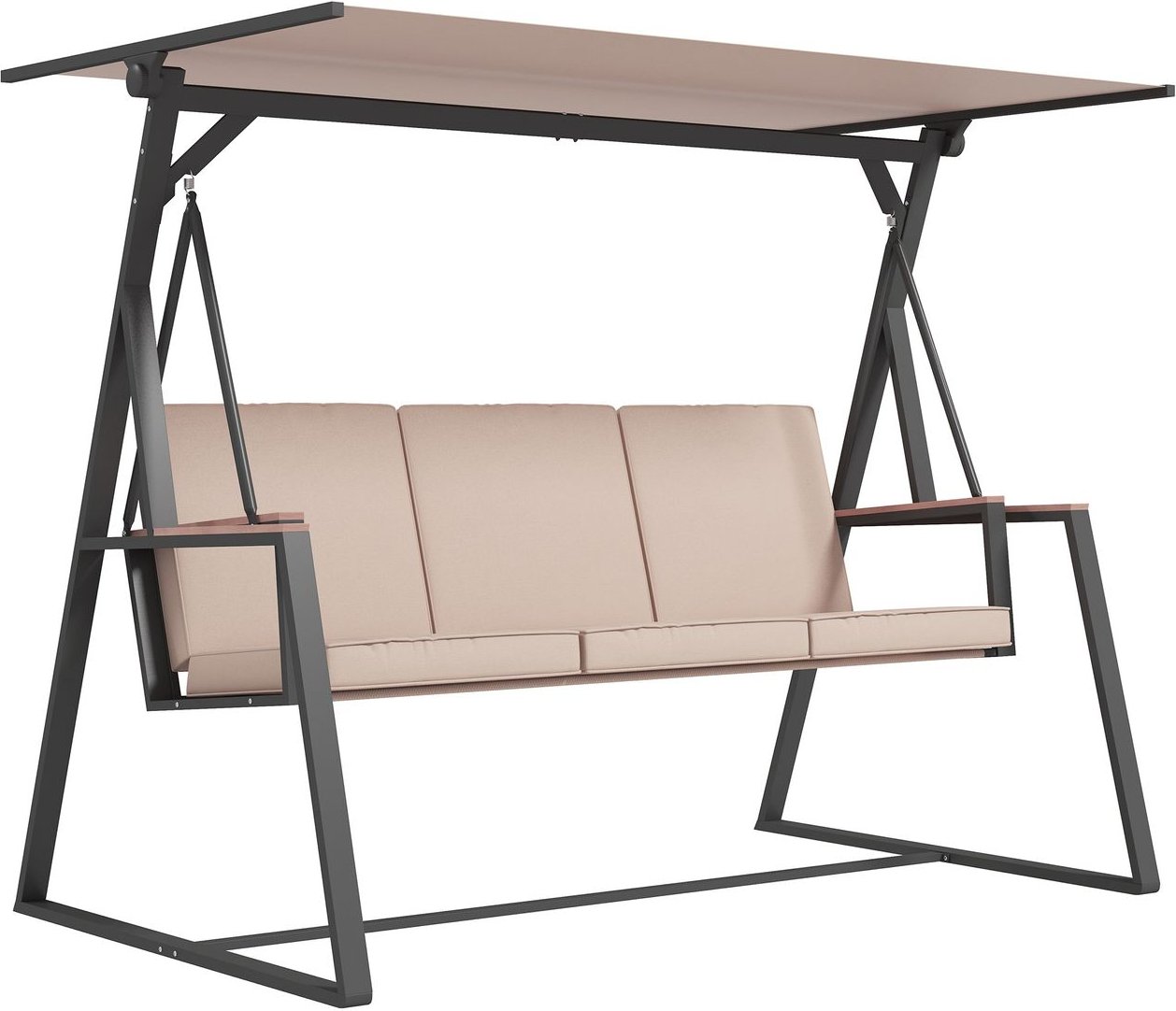 Hollywoodschaukel 3-Sitzer Schaukelbank, Gartenschaukel mit Verstellbarem Dach