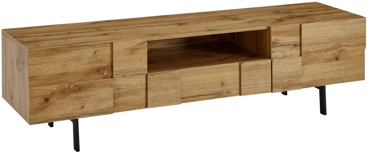 WOHNLING TV Schrank 160x46x43 cm Lowboard Holz Fernsehkommode Fernsehschrank