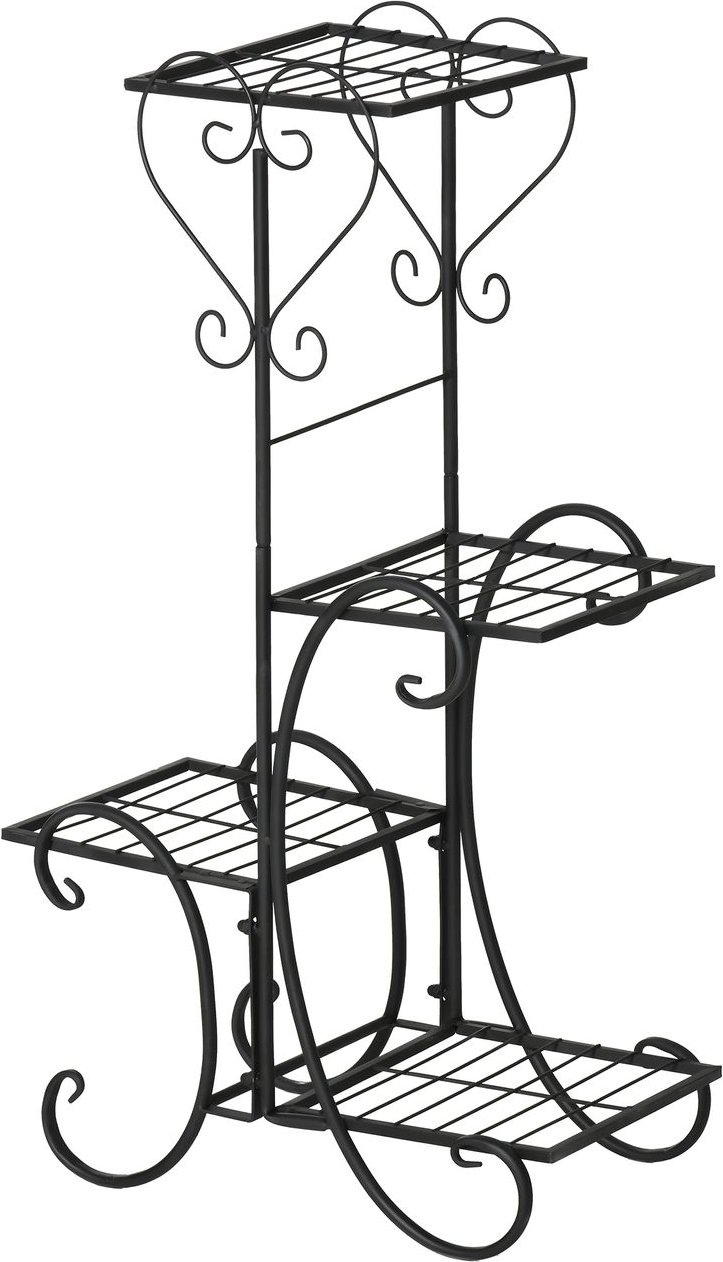 Blumenregal 4 Ebenen aus Metall, ca. 45 x 24,5 x 80 cm - Schwarz