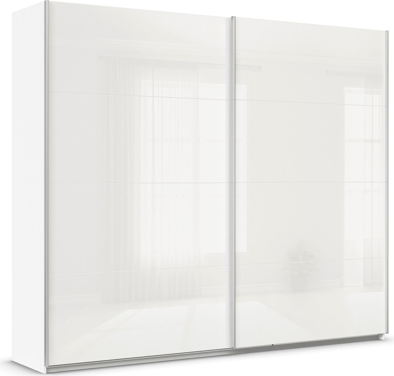 rauch Quadra Kleiderschrank 2-türig, mit Glastüren, Farbe Weiß Breite 271 cm