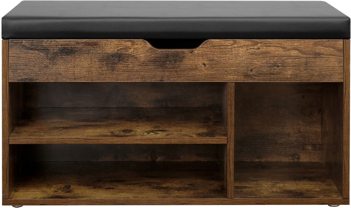 Schuhbank, gepolstert, 3 offene Fächer