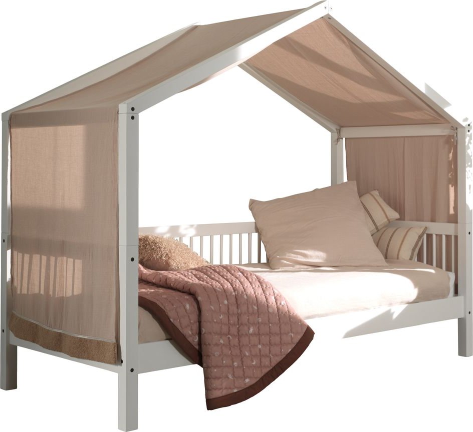 VIPACK - FAGUS weiß Hausbett mit Textil, LF 90x200cm inkl. Lattenrost, Buche massiv