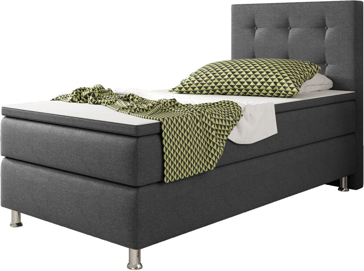 Boxspringbett Köln 90x200 Webstoff Anthrazit