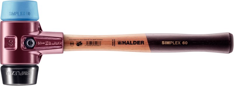 Erwin Halder KG SIMPLEX-Schonhammer 60 mm TPE-soft mit Tempergussgehäuse und hochwertigem Holzstiel