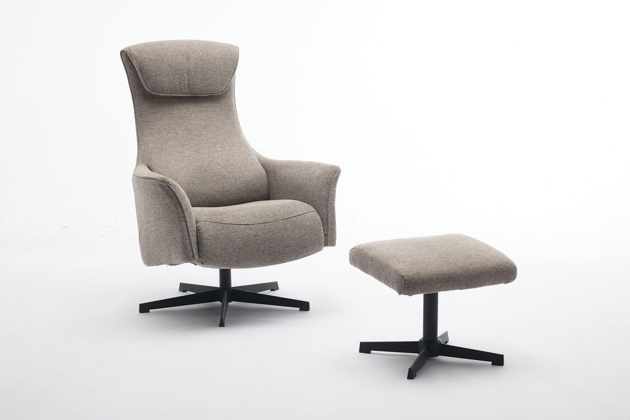 Drehsessel mit Hocker - Grau