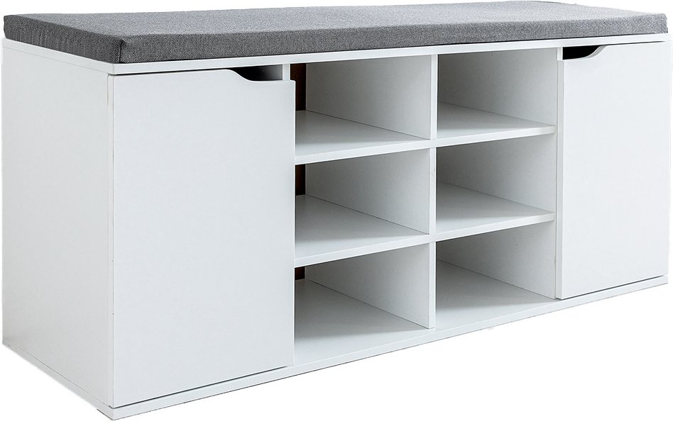 Schuhschrank mit Sitzkissen & 2 Türen, ca. 103 x 48 x 30,5 cm - Weiß