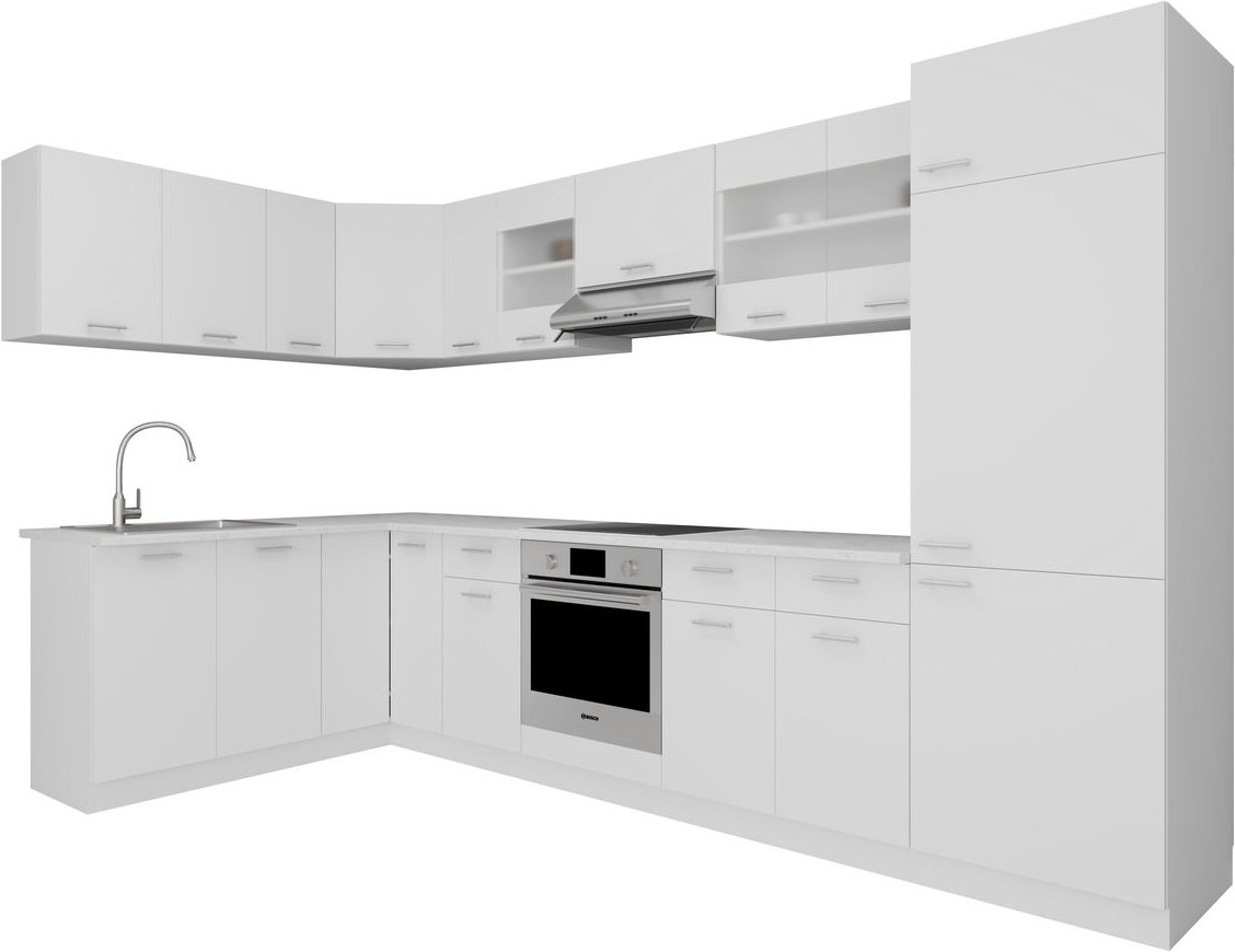13-tlg Winkelküche Eckküche Küchenzeile Küchenblock Komplettküche 328 x 178 cm Esilo