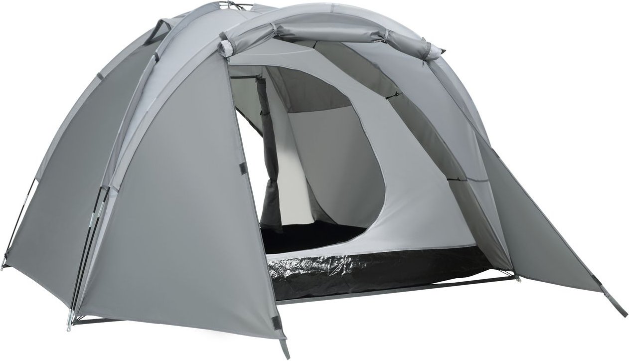 Camping 2-3 Personen Kuppelzelt inkl. Transporttasche Kuppelzelt 190T PU2000mm, Grau