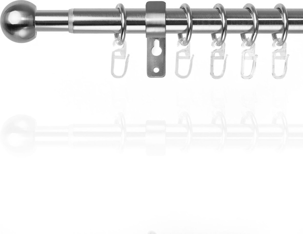 Gardinenstange Kugel, 20 mm, ausziehbar 120 - 230 cm - Edelstahl Optik