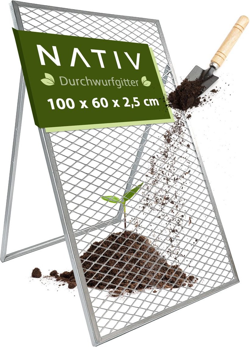 Durchwurfsieb 100x60cm, Gartensieb aus Stahl