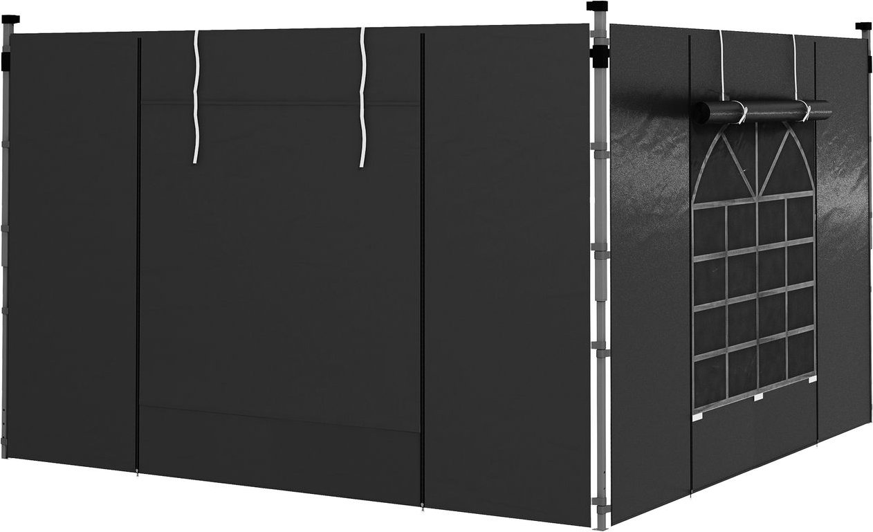 Outsunny 2er-Set Seitenteile für Pavillon 3x3/3x6 m, Seitenwand mit Fenster