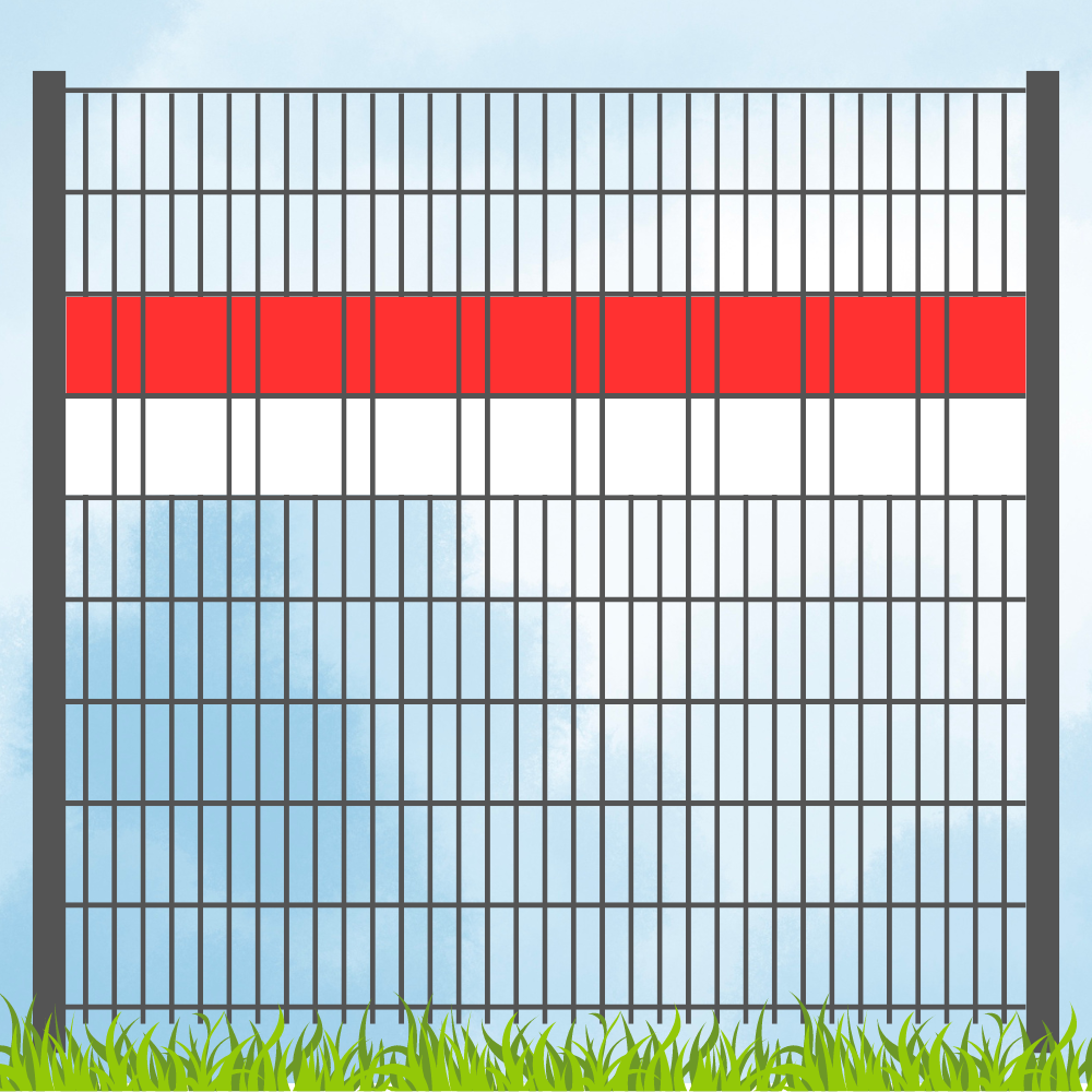 Sichtschutzstreifen Vereinsfarben Rot/Weiß Volle Streifenbreite