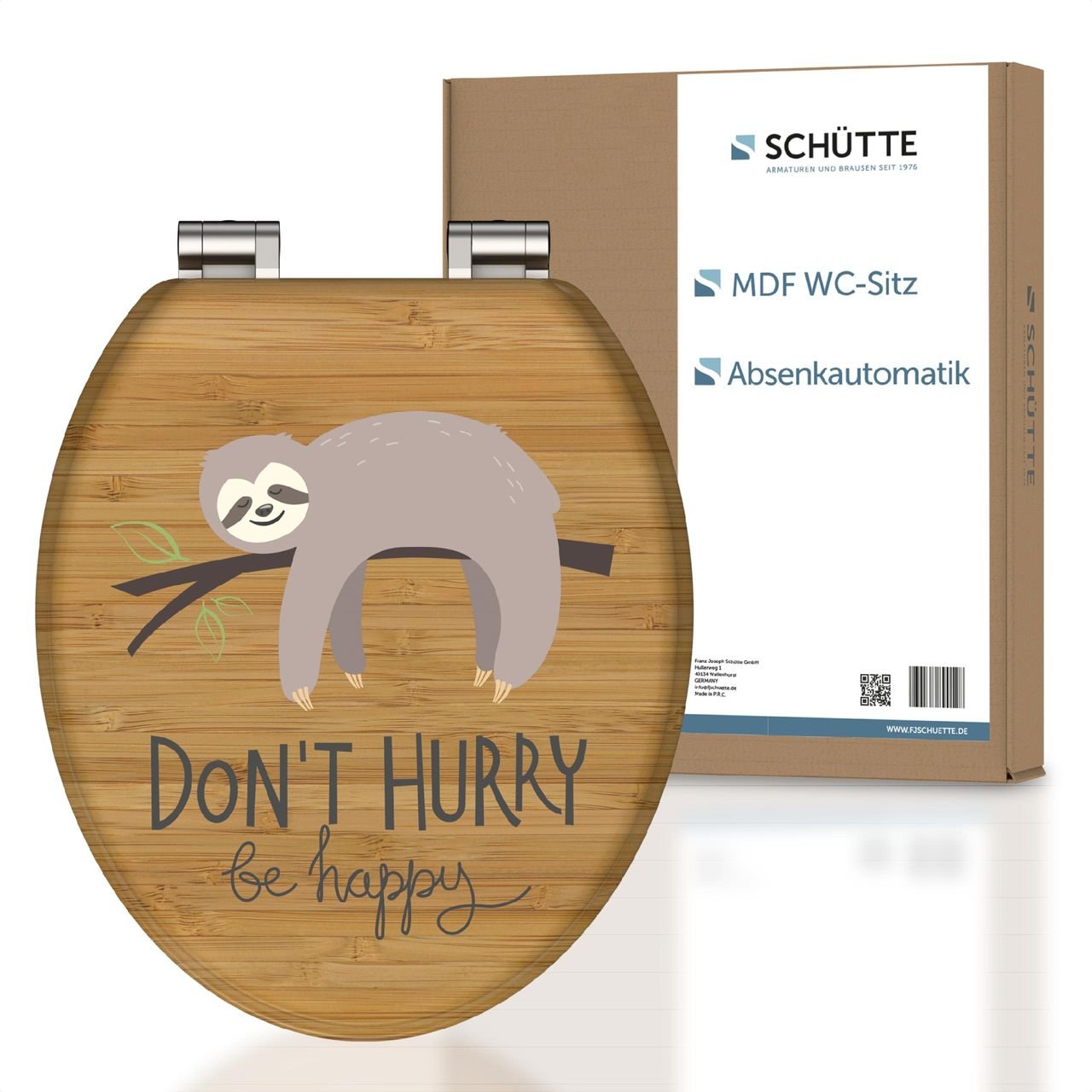 MDF WC Sitz DONT HURRY Toilettendeckel mit Absenkautomatik, Holzkern