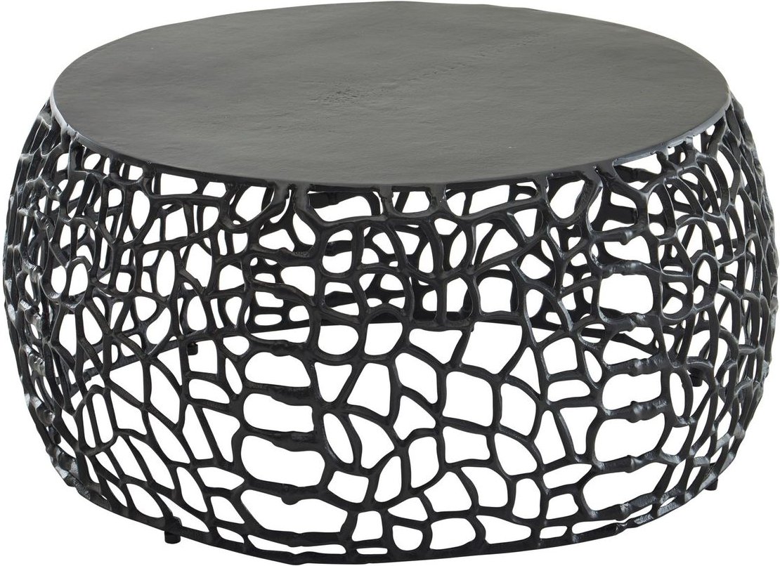 WOHNLING Couchtisch Metall Schwarz Sofatisch Ø 66 cm Tisch Wohnzimmertisch Rund