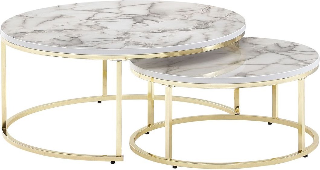 Couchtisch 2er Set Weiß Gold Marmor Optik