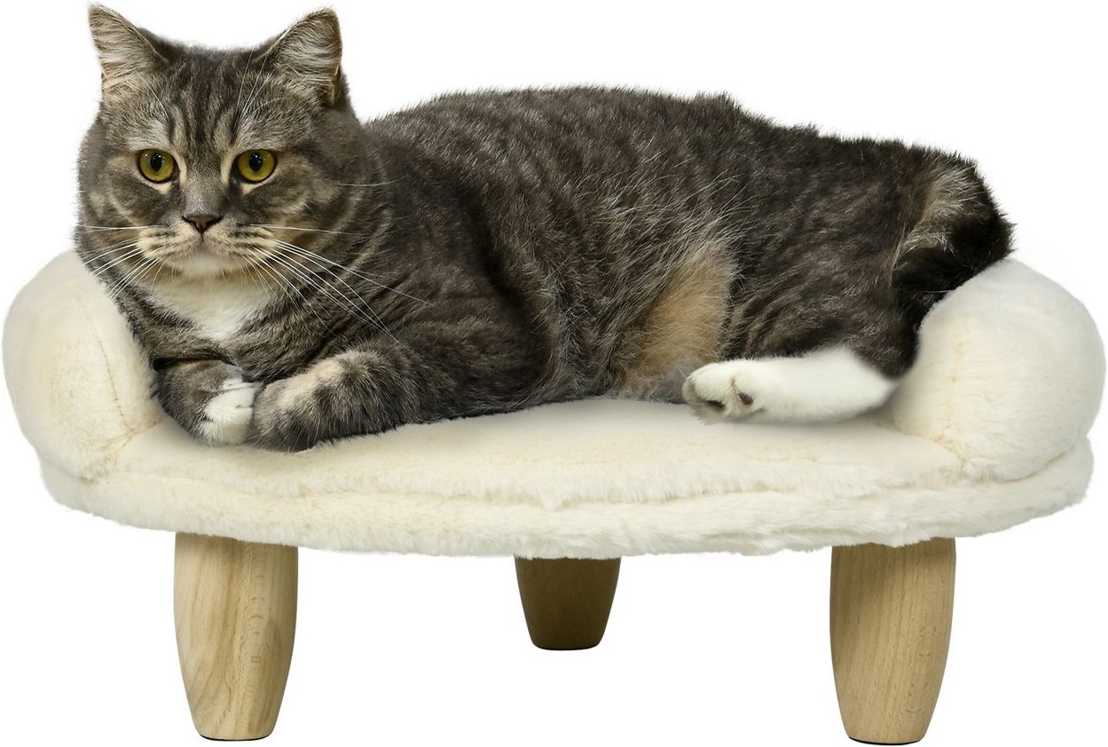 Katzenbett Hundesofa, Hundebett, Haustiersofa mit Erhöhtem Design, Creme