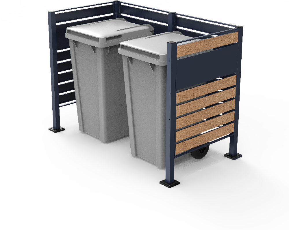 XL Mülltonnenverkleidung für 2 Mülltonnen in Holzoptik, ca. 325 x 120 x 5 cm - Anthrazit