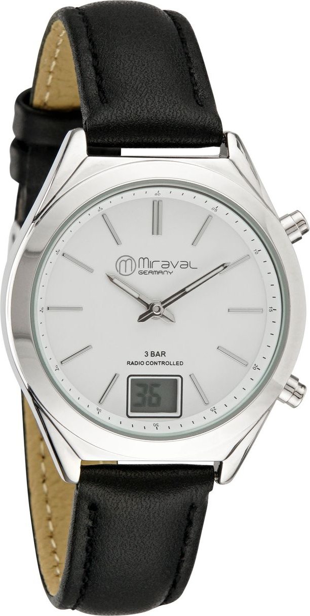 Miraval Funk-Armbanduhr mit Lederarmband Funkuhr 35 mm Leder 16 mm Funksignal