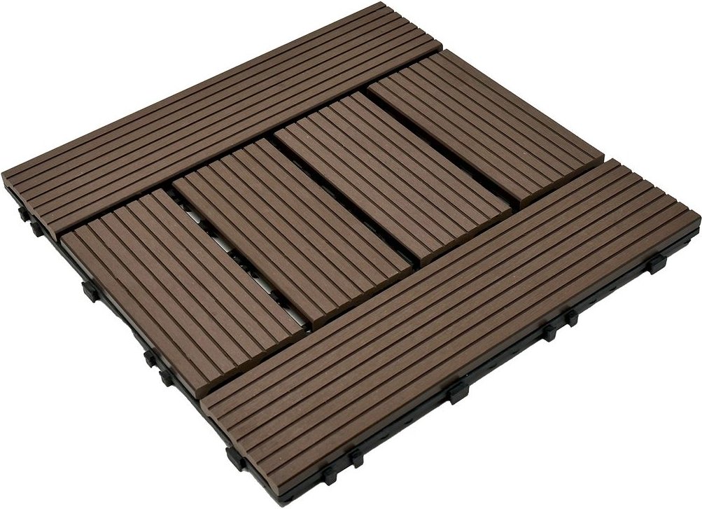 WPC-Fliesen, Balkonfliesen,Terrassenfliesen, Braun, ca.32x32x23cm 11er
