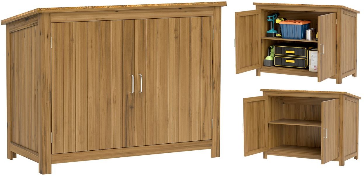 Gartenschrank Holz, Geräteschuppen wetterfest 110x50x85cm, Gerätehaus