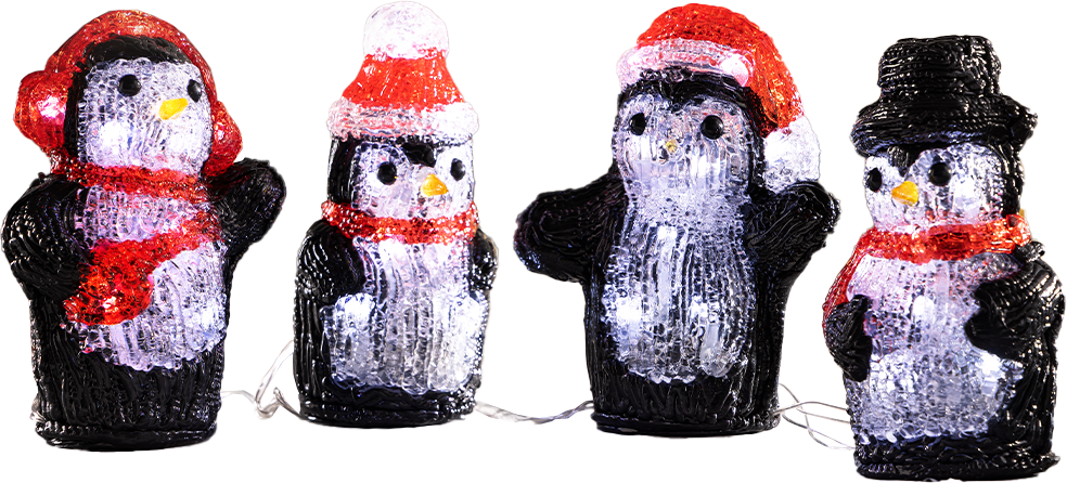 LED-Acryl-Mini-Figur 4er-Set - Pinguin