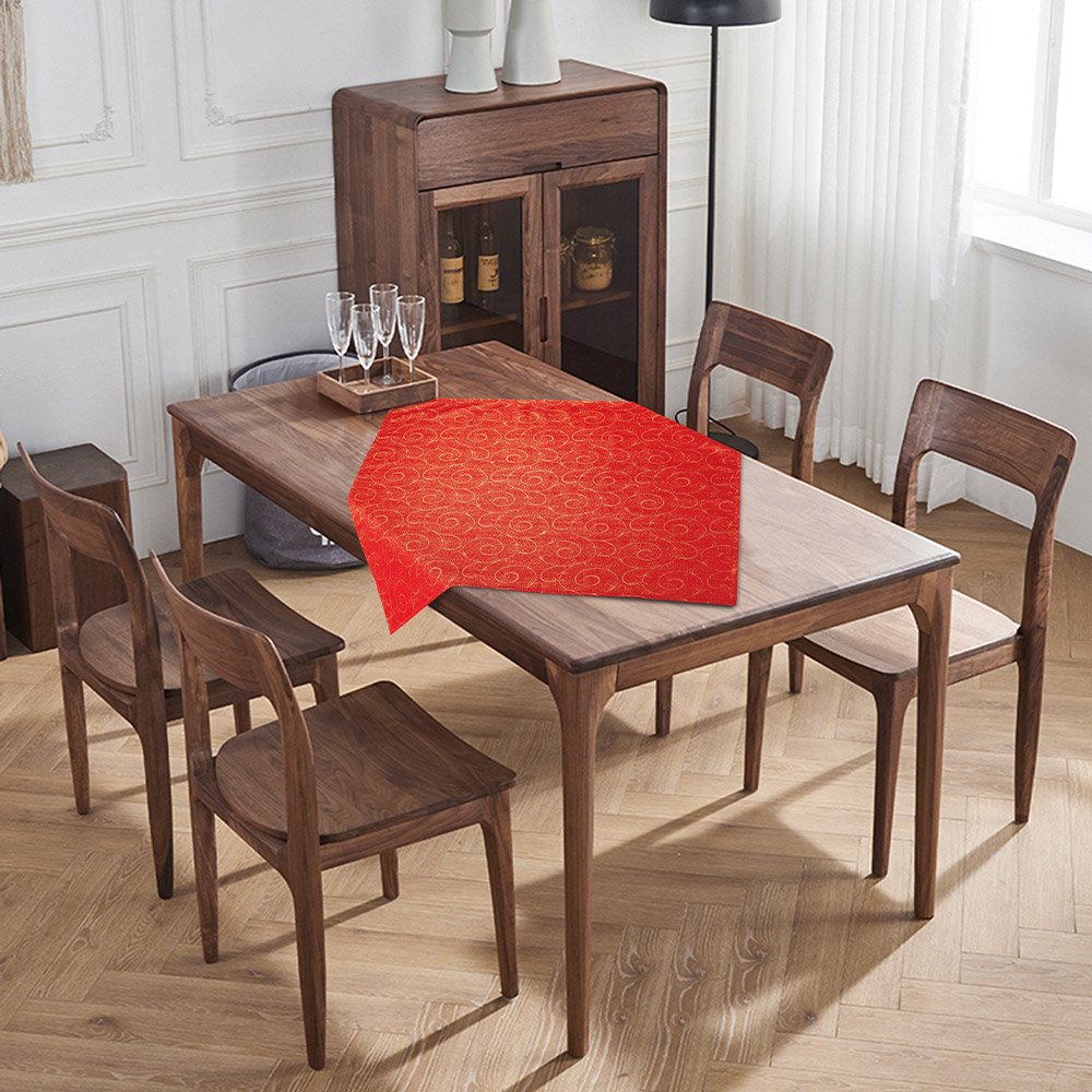 Jacquard-Mitteldecke mit Goldeffekt - Rot/Gold