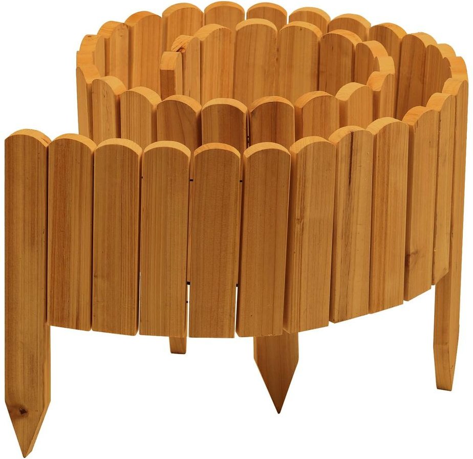 Rollzaun aus Holz, ca. 203 x 20 / 35 x 1,7cm - Rosenholz