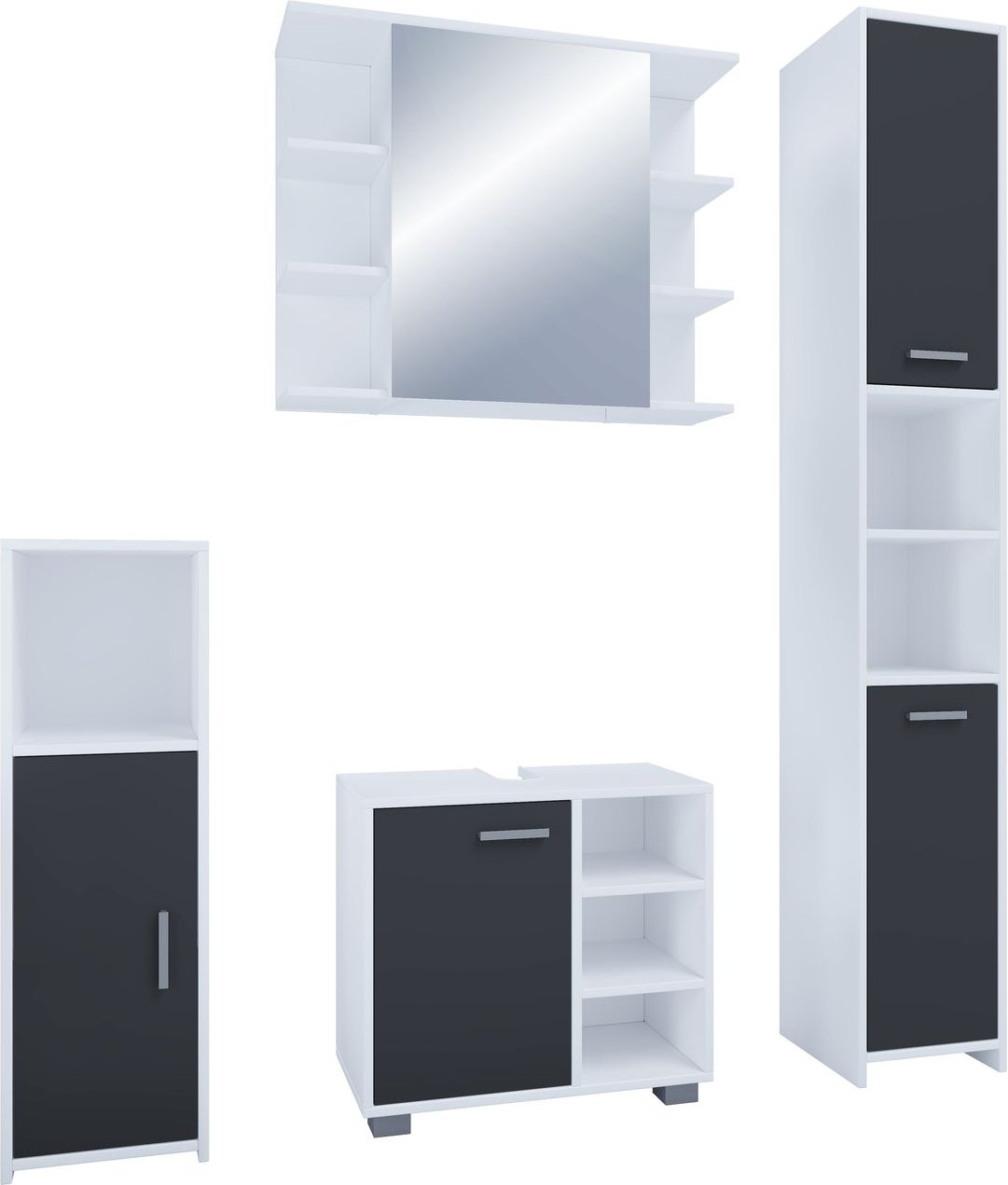 4-tlg. Badmöbelset Badezimmer Set "Zalo I" Schwarz