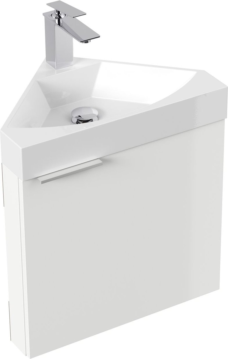 Thumbnail - Gäste WC Eckbadmöbel Delta Slimline Gästebad SoftClose weiß hochglanz