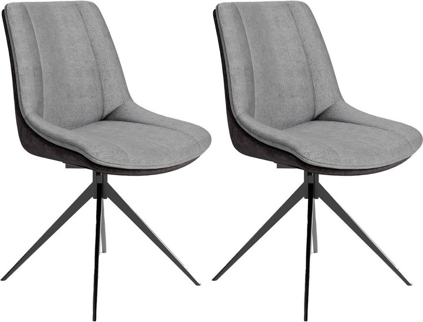 PHOENIX Stuhl, 2er Set, Metallgestell schwarz pulverbeschichtet, anthrazit-Boucle